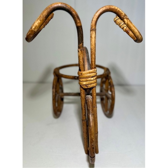 Vintage 70’s Bohemian Rattan Bamboo Bicycle Planter - Picture 8 of 12